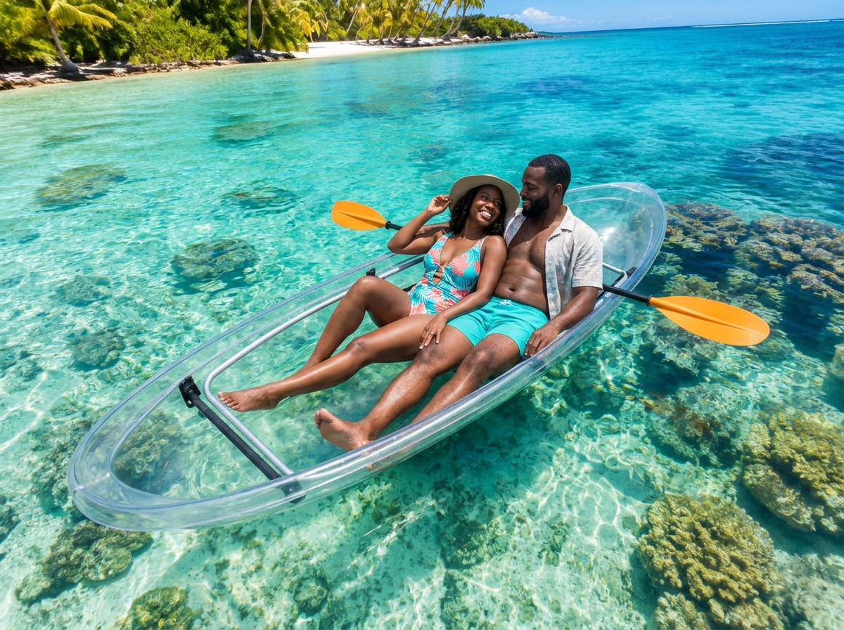 Couples clear kayak photoshoot